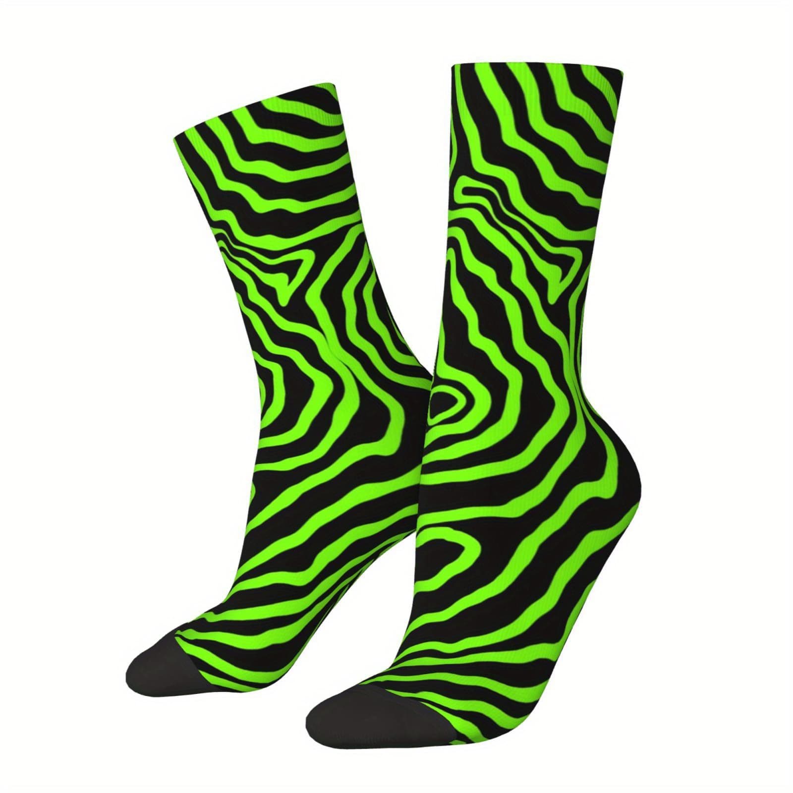 TEMU 1 Pair Novelty Crew Socks, Polyester And Spandex Blend, Hip-hop Happy Pattern - Funny Socks For Men And Women