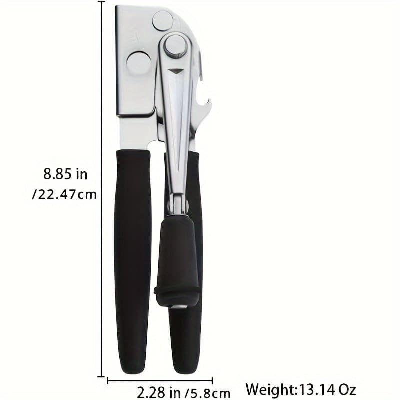 TEMU 1pc Heavy-duty Can Opener | Metal Structure With Extra Long Comfortable Handle, Easy-to-use Large Knob, Suitable For Large Cans, Large Handheld Design