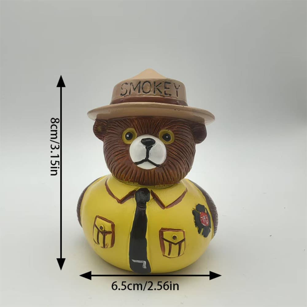 TEMU A New Item: Artistic Resin Statues Of A Firefighter Bear And Duck - Perfect For Desktop Decor, Gifts, And Collectibles