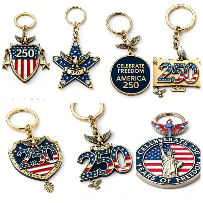 TEMU 2d Flat, 7 New 2d Acrylic Keychains, Pendants, Bag Hangers, Car Key Accessories For The 250th Anniversary Of The United States, Suitable For Occasions