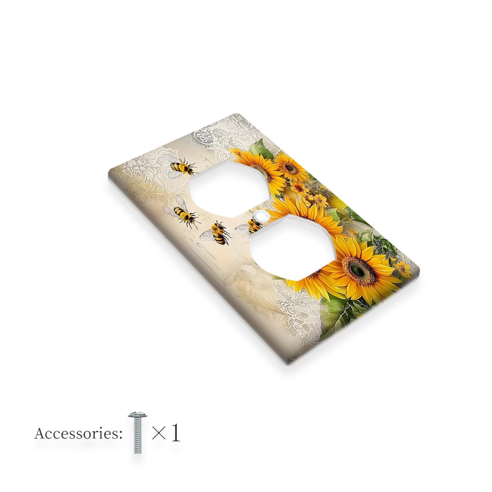 TEMU Sunflower & Bees Decorative Light For Switch Cover - 1 Gang, For Kitchen, Bathroom, Bedroom Home Decor