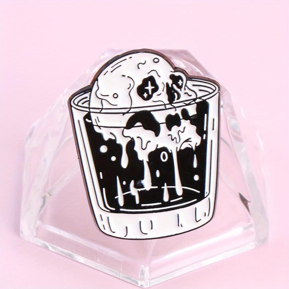 TEMU Skull Mug Badge Temperament Enamel Pin, Suitable For Backpack Clothing, Quirky Decorative Brooches, Festive Trinkets, Items