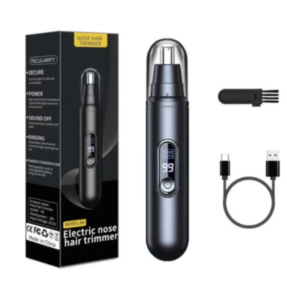 TEMU Usb Rechargeable Electric Nose Hair Trimmer With Led Display - Facial Hair Removal Device For Men And Women, Ideal Gift For Grooming