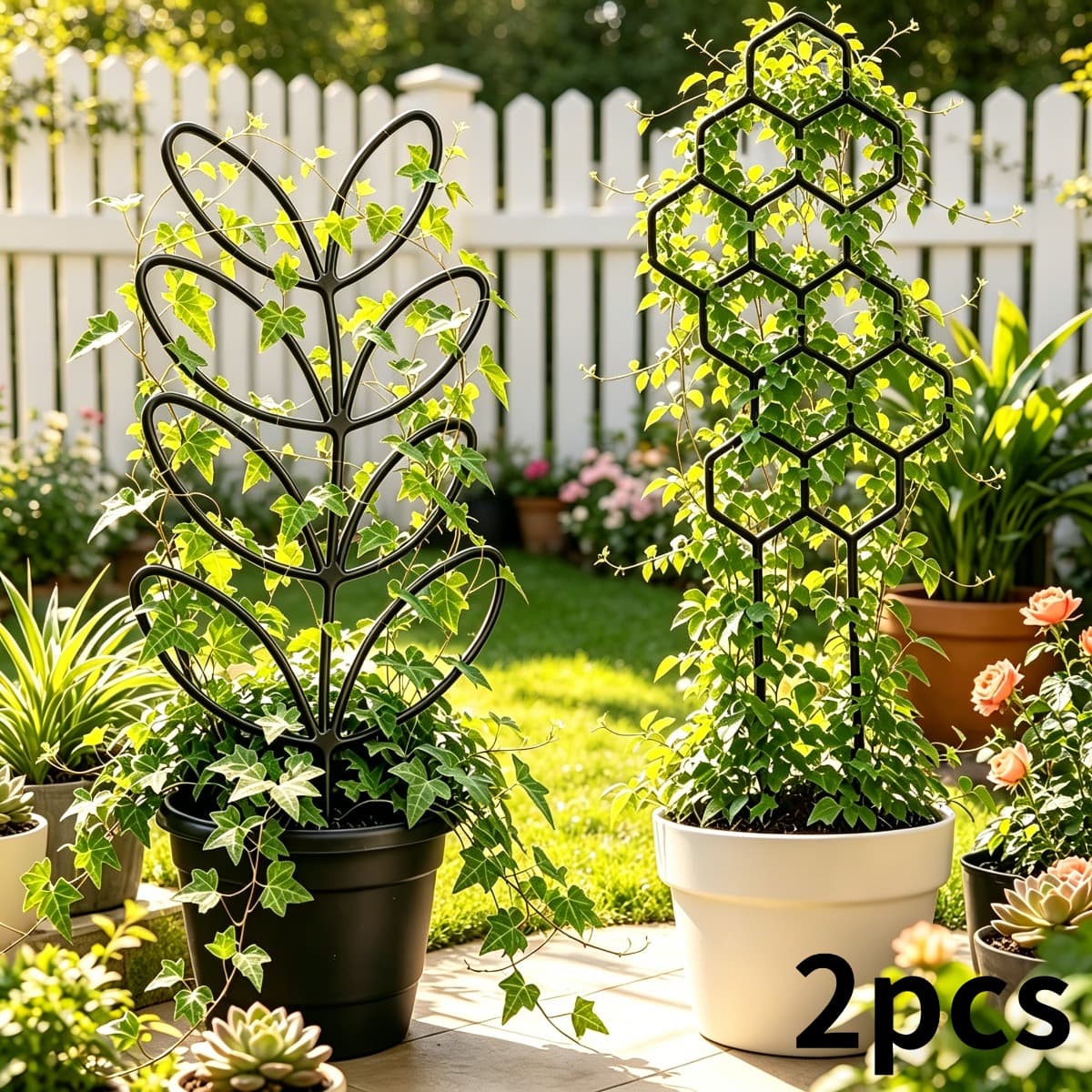 TEMU 2pcs Honeycomb + Leaf Plant Climbing Trainer - Indoor/outdoor, Gardening, Yard, Saver, Suitable For Potted Vines And Flower Pots, No Installation Required, Holiday Gift