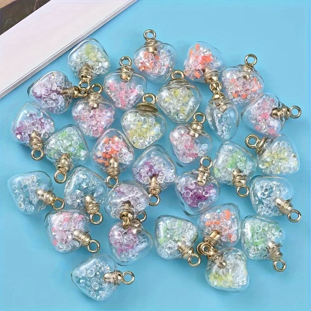 TEMU 25 Heart-shaped Colorful -the-dark Ornaments, Suitable For Diy Earrings, Necklaces, Pendants, Hanging Decorations