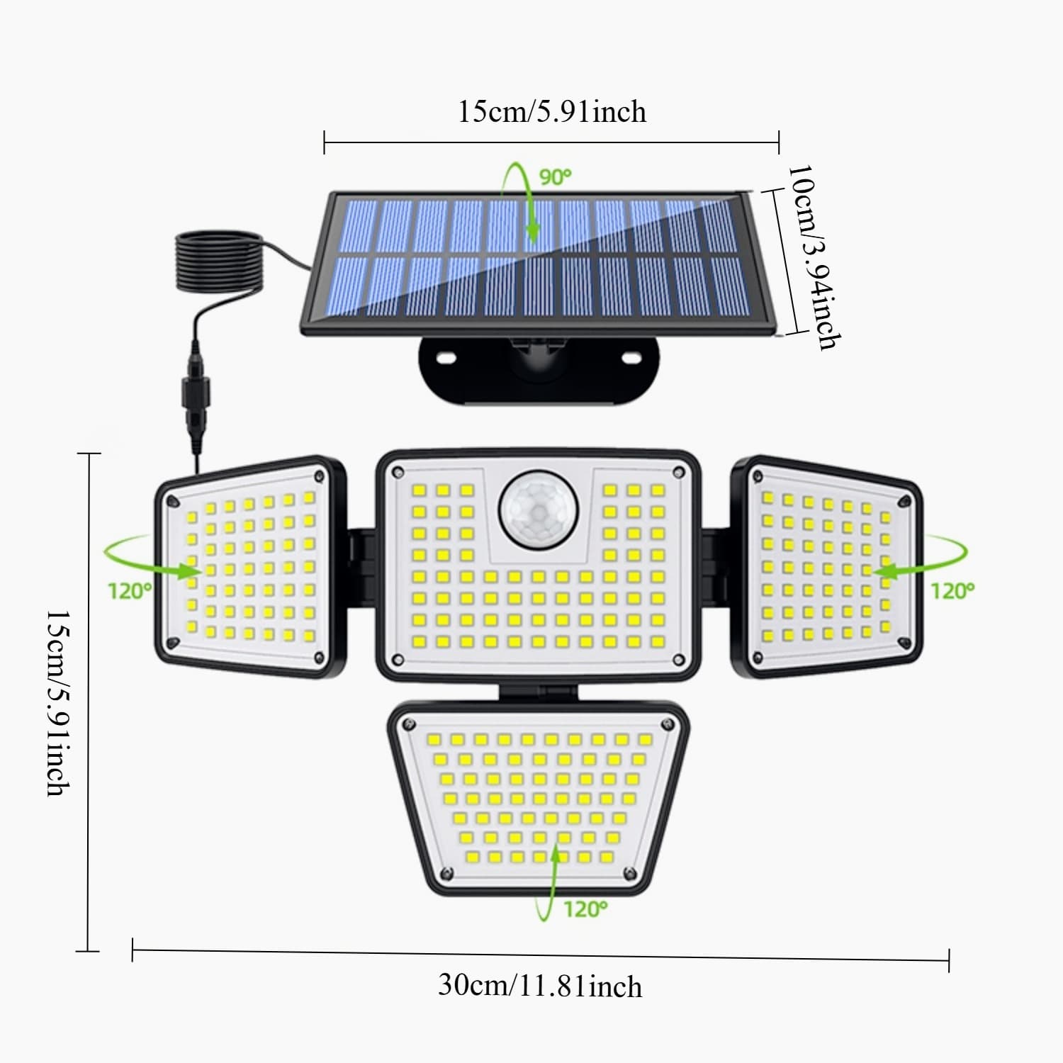 TEMU Solar Lights Outdoor, 223 Leds Motion Sensor Outdoor Light 270° Wide Angle, Ip65 Solar Flood Street Security Lights For Outside Patio Wall