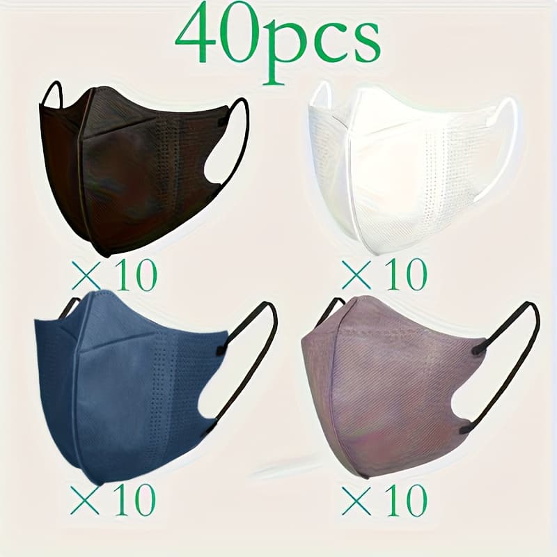 TEMU 40pcs (40) Disposable Bohemian Plaid Face Masks - Lightweight Breathable Summer Masks Suitable For Outdoor Activities, Wind, Unisex For , , Pack