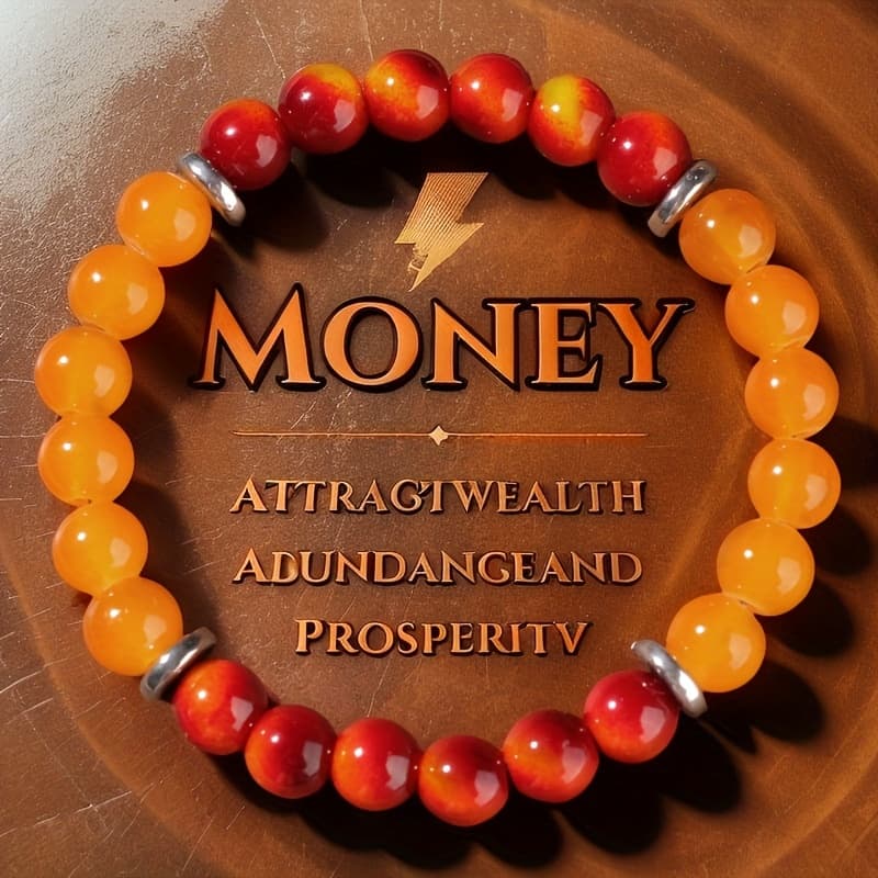 TEMU -looking Red & Orange Beaded Bracelet - Bohemian Charm Jewelry For , Chinese Gift, Wearable Money Accessory (cultural Design)