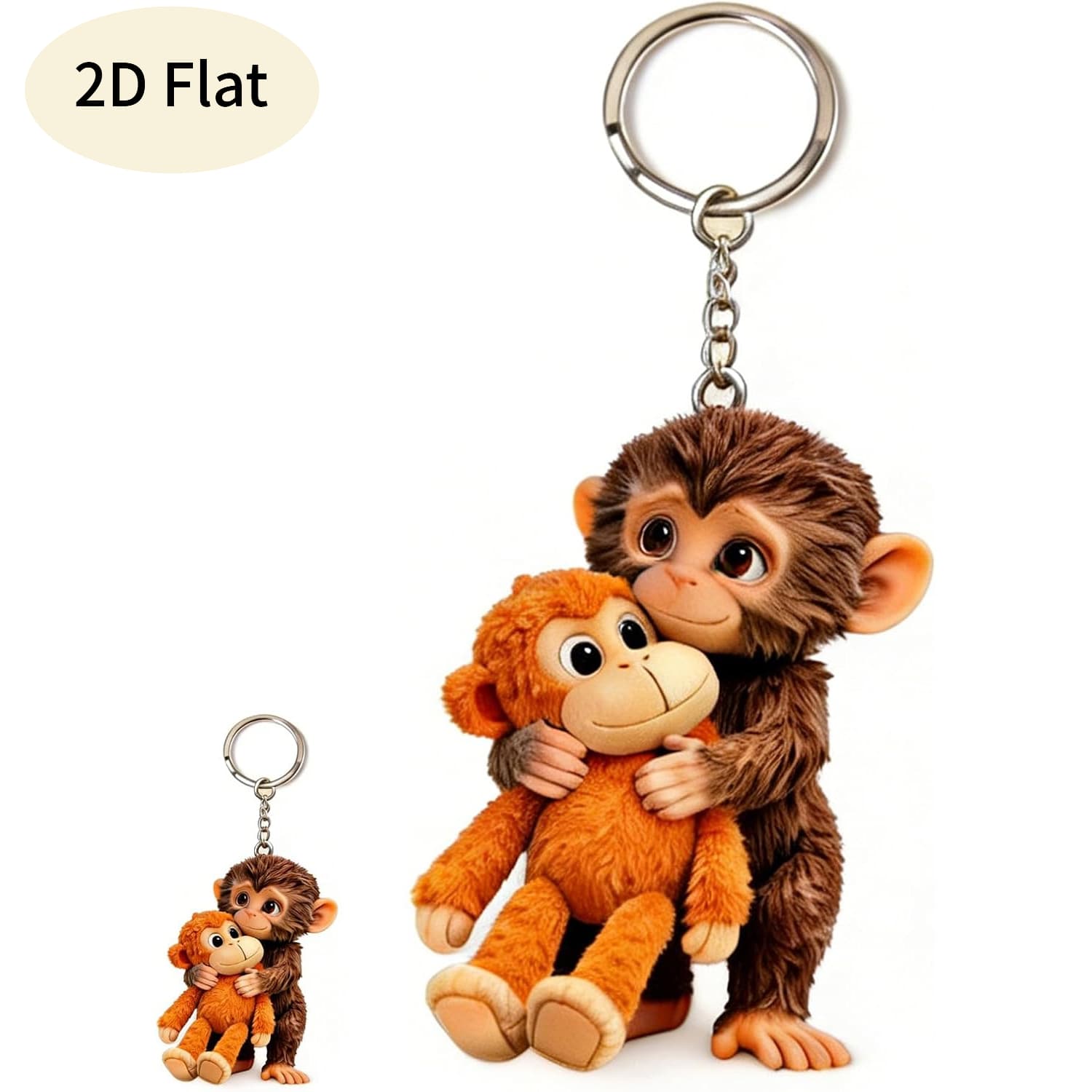 TEMU 2026 Popular Hugging Charm Keychain Set, Soft And Pendant With Metal Keyring, A Cute And Cozy Animal Accessory Suitable For Adult Women's Bags And Keys, 3pcs Set