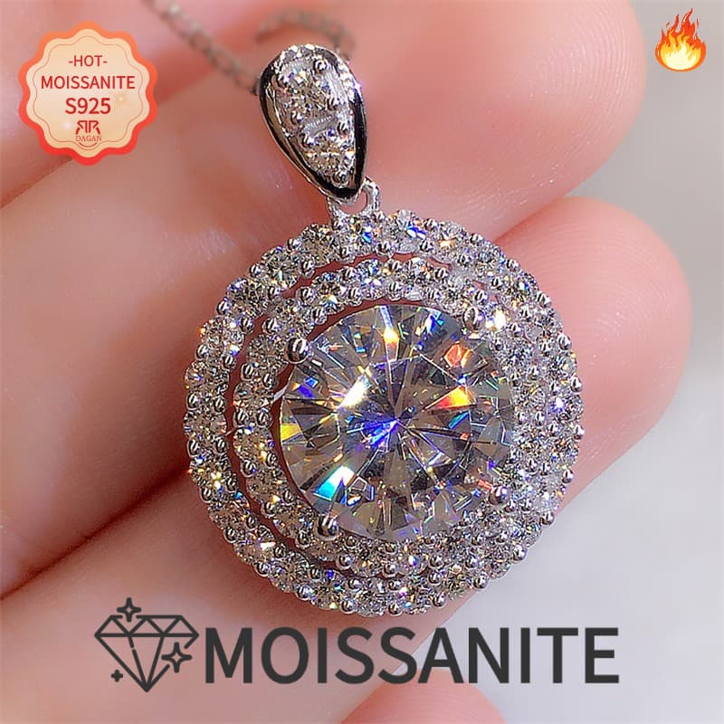 TEMU A Sparkling 5-carat Moissanite Pendant Necklace, S925 Silver, A Minimalist Moissanite-set Promise Necklace Perfect For Wedding And Holiday Gifts, Luxury And Elegant Jewelry