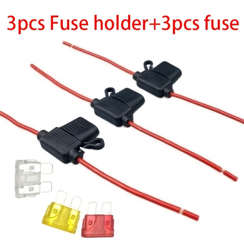 TEMU A Set Of 3 Fuse Holders, With 12awg Wires And 3 Durable 30a Fuses, Made Of Copper, Ideal For Vehicles Such As Cars, Motorcycles, Trucks, And Boats
