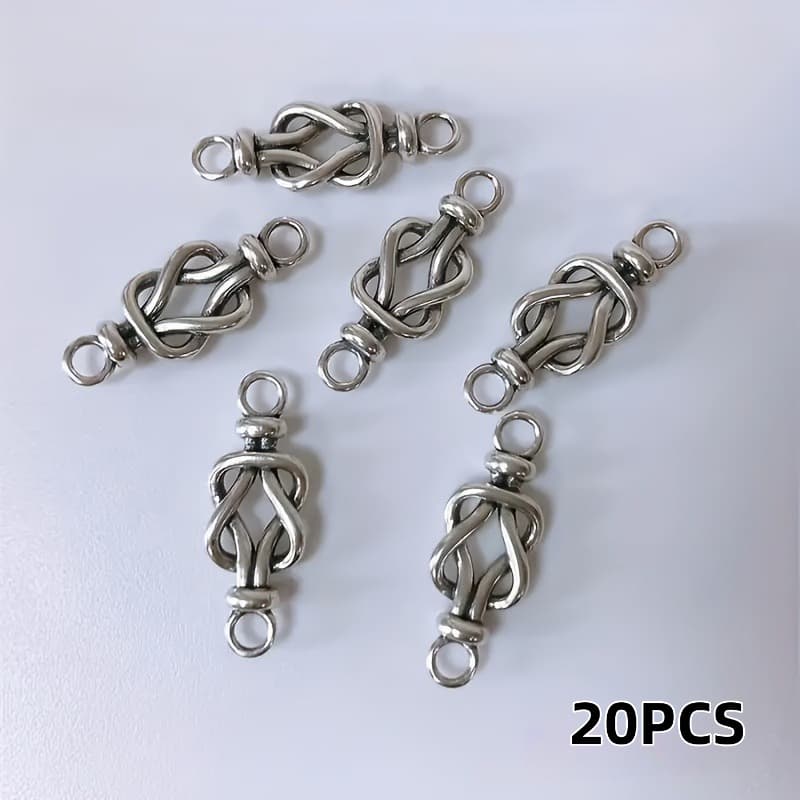 TEMU 20pcs Vintage S925 Sterling Silvery Conch Knot Connector 925 Sterling Silvery Knot Pendant For Accessories