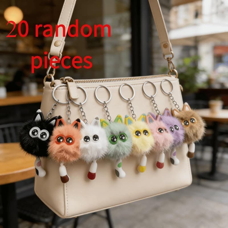 TEMU 20 Random Keychain Set, Cute Fluffy Bag Hanging Decoration Backpack Keychain - Birthday Gift, Instagram Style Animal Keychain, Valentine's Day Bulk Gift, Keychain, Bulk Keychain