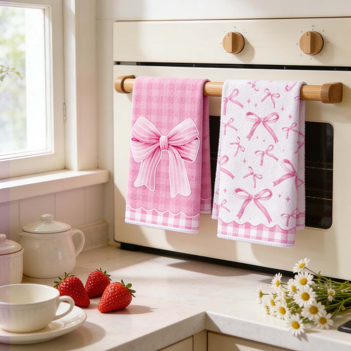 TEMU 2 Pink , Dishcloths, Bathroom Decor In A Rustic Style, Suitable For Kitchen, Bathroom, , And Housewarming Gifts