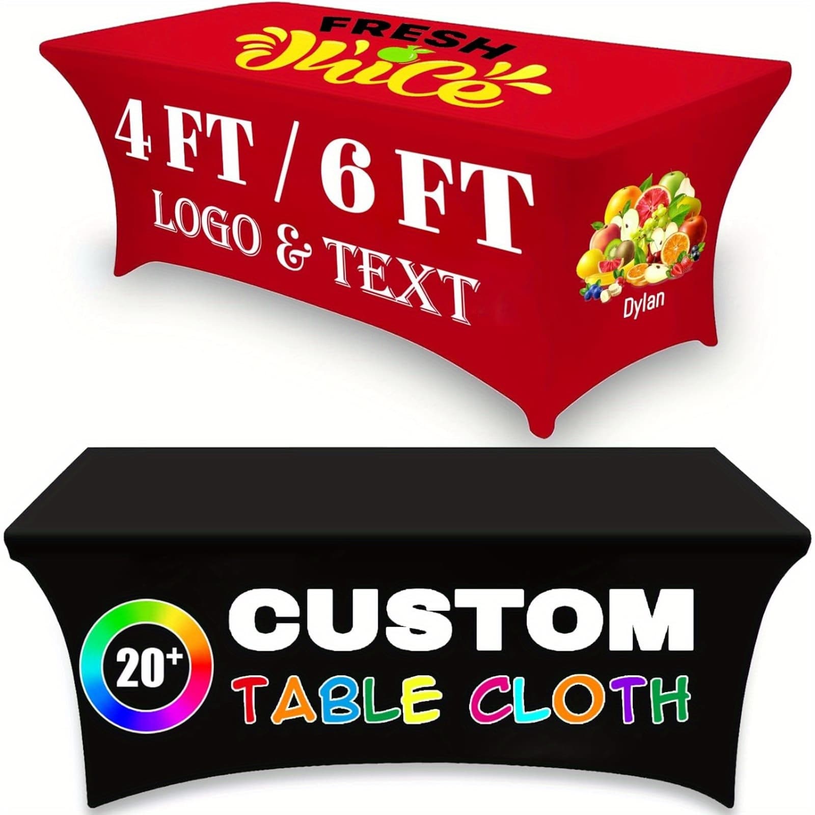 TEMU Custom Personalized Table Cloth With Business Logo Custom Tablecloth Customized Logo Table Cover Runner For Business Tradeshow Events Birthday Party Wedding 4ft