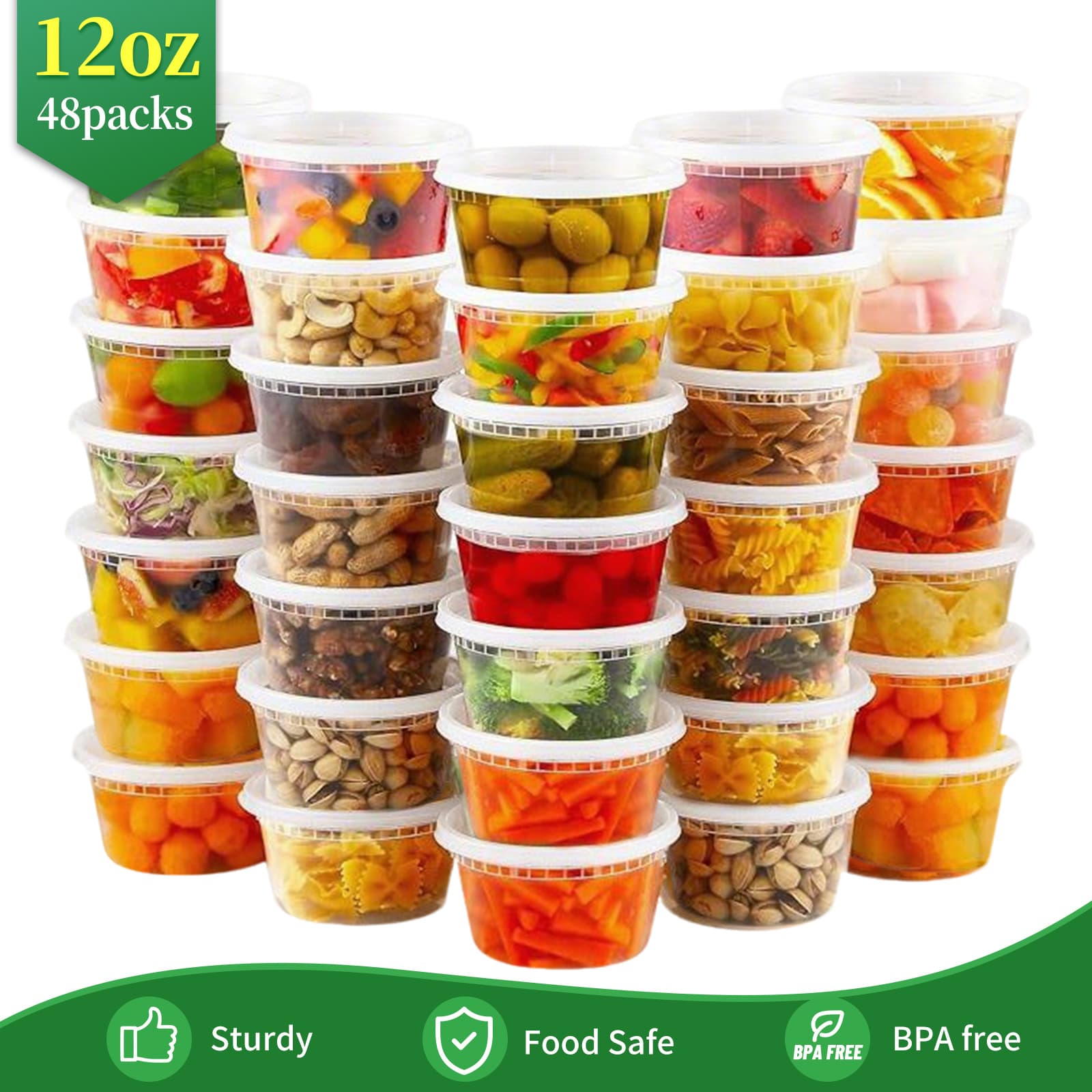 TEMU 48 Packs 12oz Bpa-free Durable Leakproof Containers With Lids Set - Microwave & Dishwasher & Freezer Safe Stackable Container, For Takeout Meal Preparation, Ready-to-eat Packaging Kit