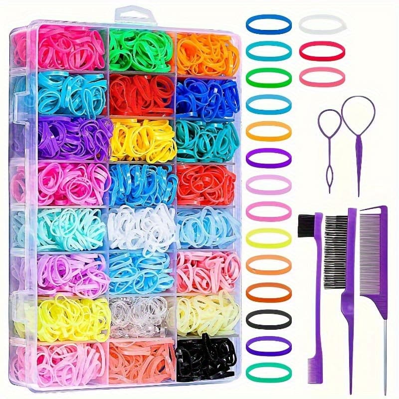 TEMU 24 Colors Girl Hair Accessories Hair Ties And Comb Hair Styling Set