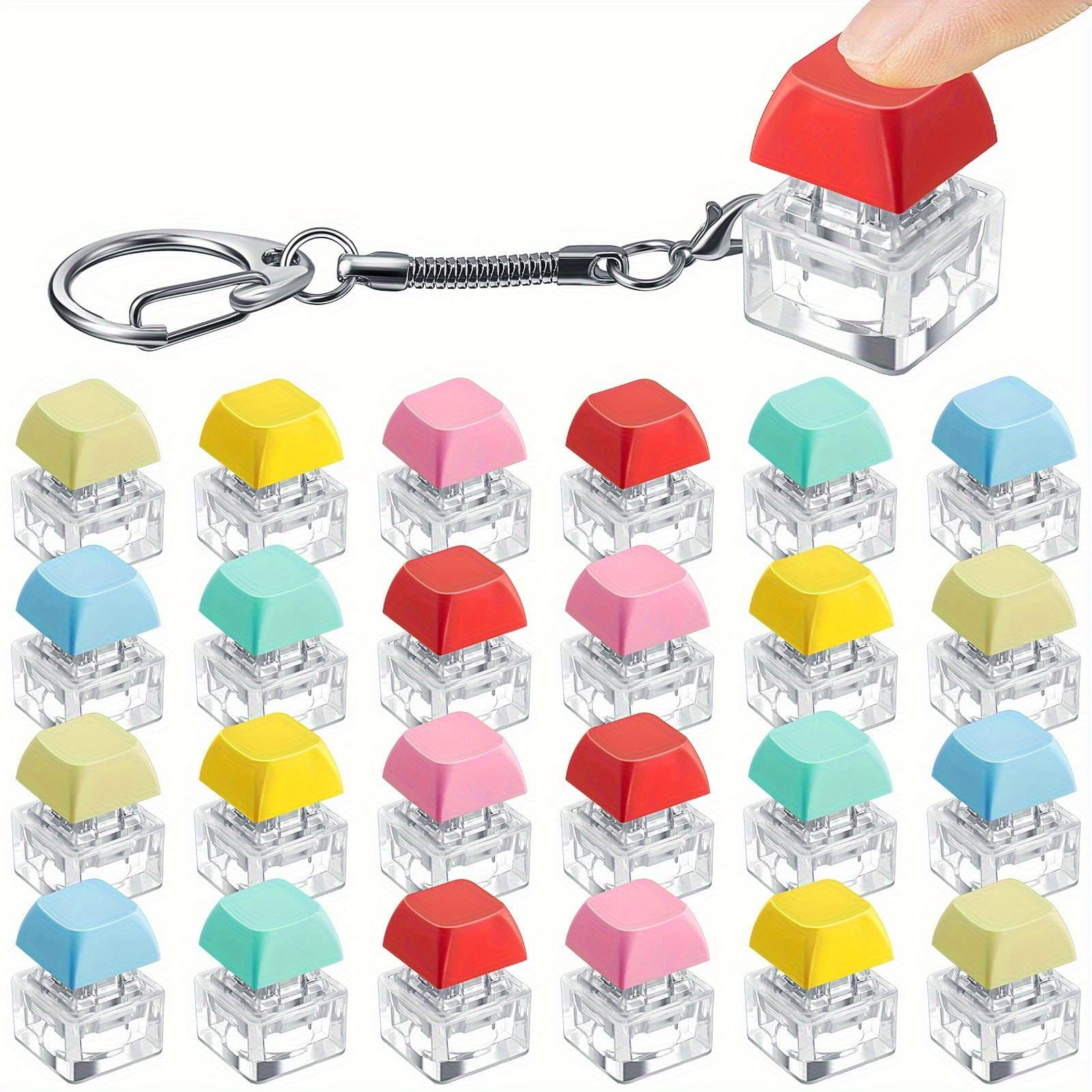 TEMU 20 Keyboard Anxiety Keychains, Suitable For Adults, Finger Tip Key Caps, Used As Relax Gifts, Multiple Party Favor Packs