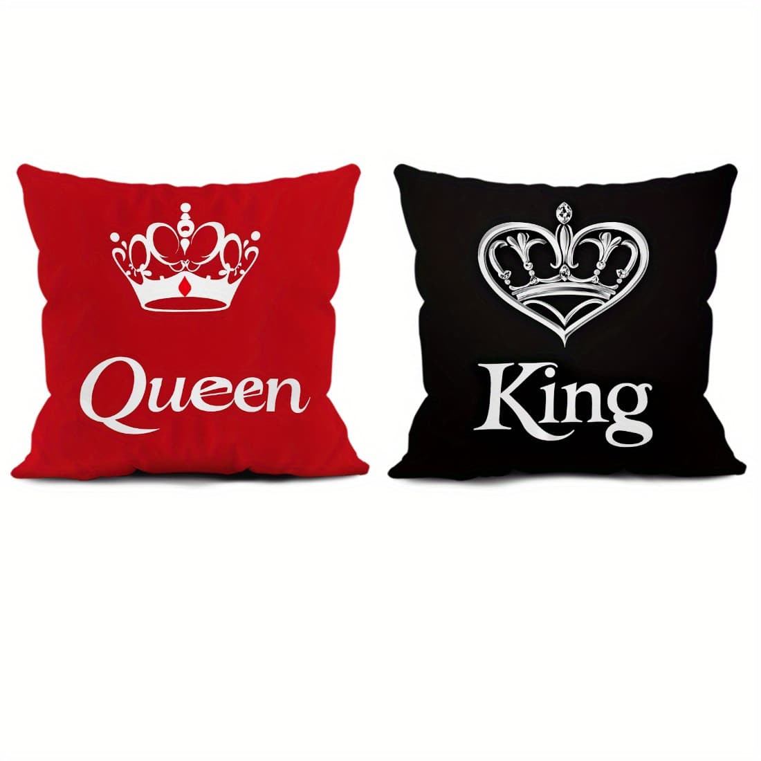 TEMU 2pcs/1pc Red And Black Crown One-sided Printed Pillow Sofa Cover - Velvet Pillow Cover 45*45cm