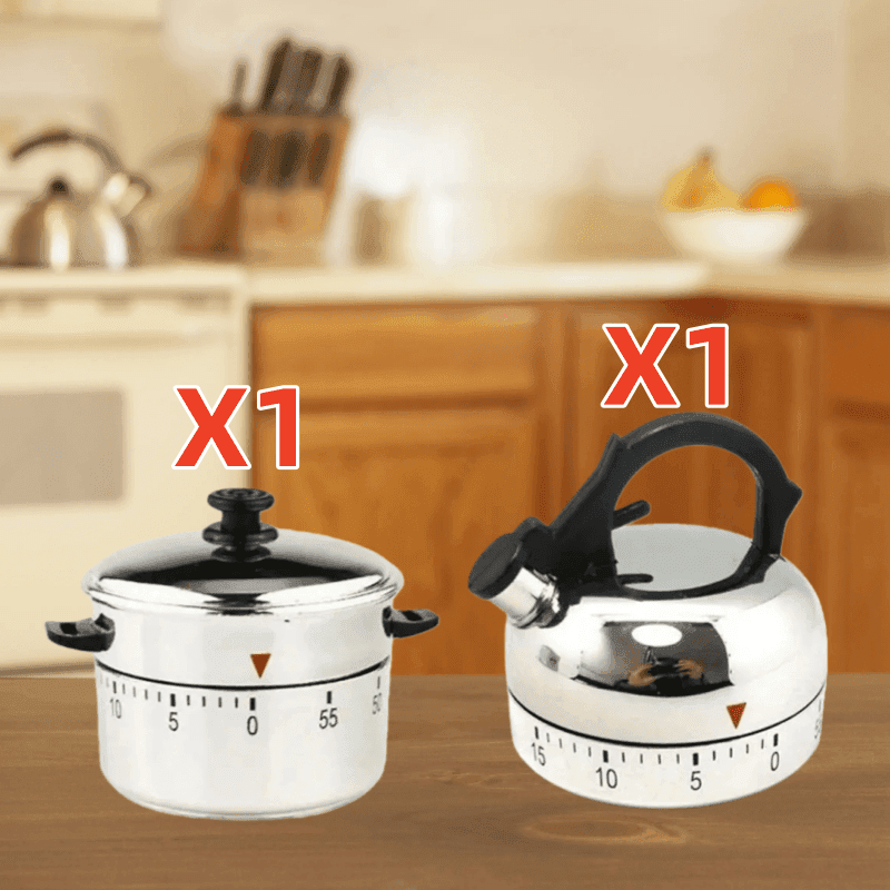 TEMU 2 Mechanical Kitchen Timers Reminder Timers Mechanical Reminder Pot-shaped Mechanical Timers Rotating Alarm Clock, For Cooking