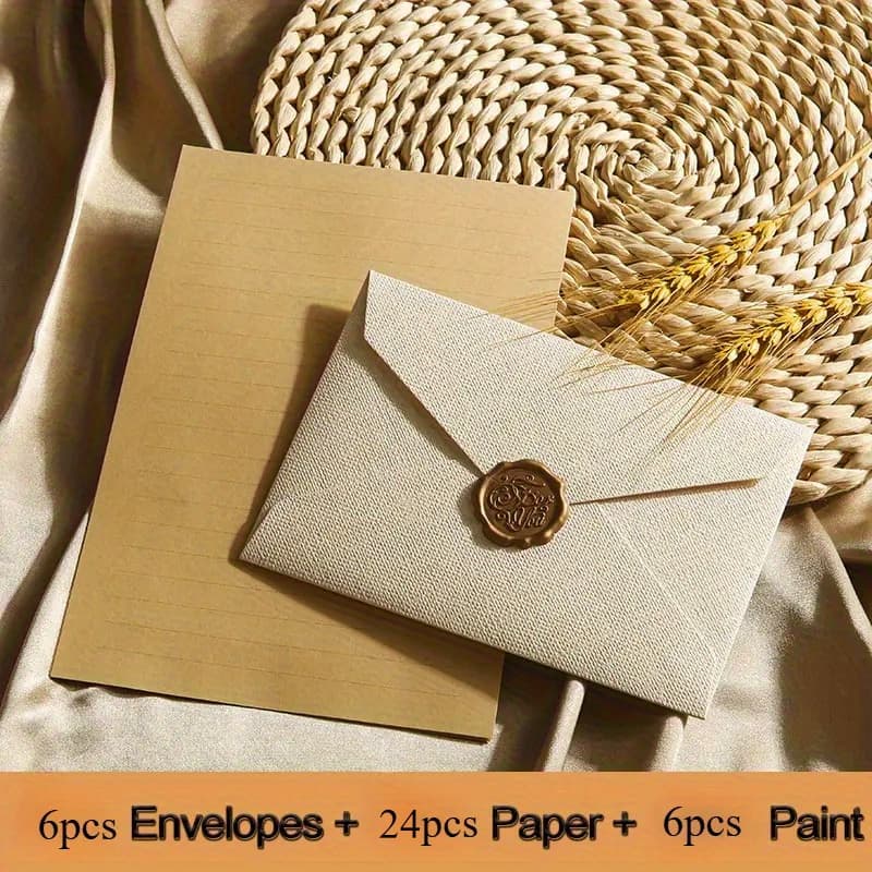 TEMU A Collection Of 36 Envelopes And Stationery, Featuring A Wax Seal - Self-adhesive, Stylish Design Ideal For Handmade Gifts, Wedding Invites, Business , And Gift Card Envelopes
