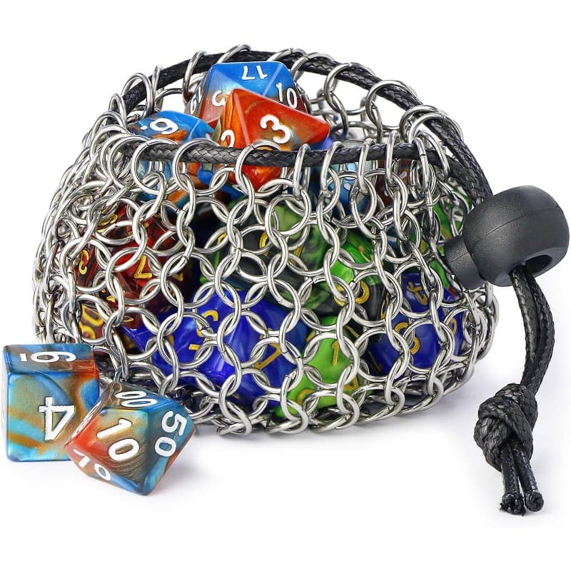 TEMU 1pc Chainmail Bag - Middle Capacity Stainless Steel Drawstring Dice Bag