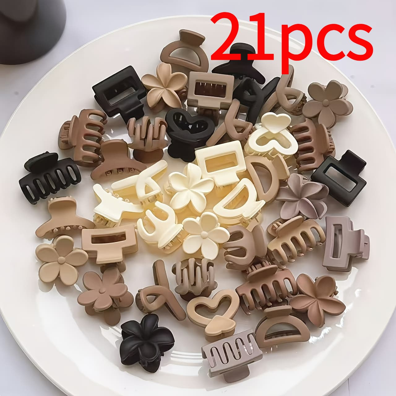 TEMU 21pcs Mixed Color Small Hair Claw Clips, Easy And , Suitable For Hairstyles, Diverse Styles, For Daily Leisure And Going Out. Hawaiian Additions, Women's Hair Additions, Beach Additions