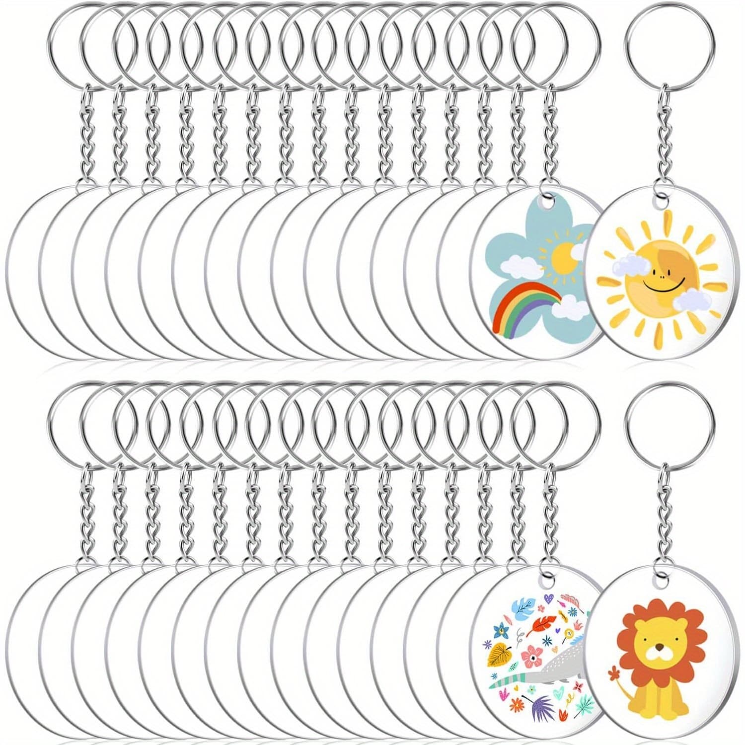 TEMU 90pcs Diy Keychain Blanks Set Clear Acrylic Keychains With Rings For , Assemble Yourself Craft Kit For Cricut & Sublimation