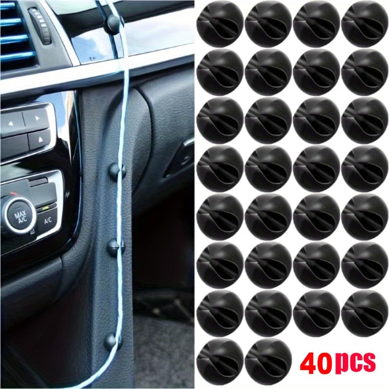 TEMU 40pcs Car Dashboard Cable Organizer Clip | Plastic Cable Manager, Suitable For Headphones And Charging Cables, Universal Car Interior Decoration
