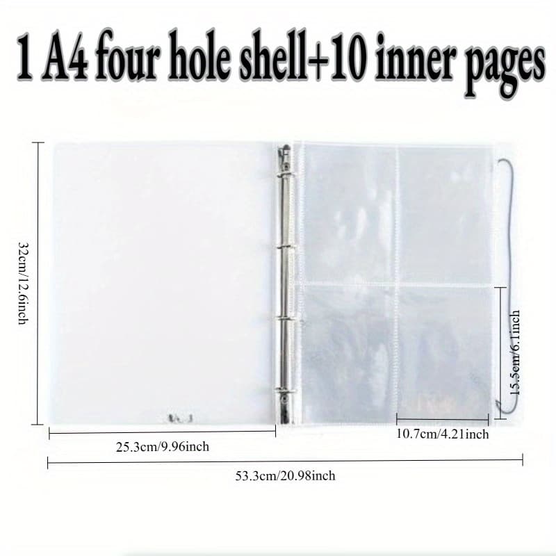 TEMU A4 Craft Organizer Binder With Magnetic Sheets - Durable Pp Storage Folder For Die And Stamp, Multi-pocket Inserts - Ideal For Scrapbooking And Crafts Stencil Organization