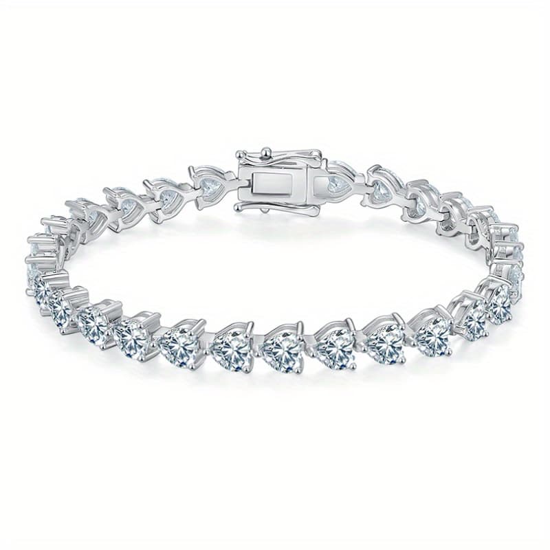 TEMU Total 16ct Full Moissanite Heart Bracelet For Women Men, Vvs1 Heart Cut, S925 Sterling Silver Bracelet For Women Men Couples, Ideal Holiday Gift Classic Gift For Anniversary And For
