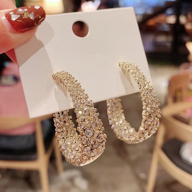 TEMU U-shaped Pendant Earrings For Women Are With Exquisite, Sparkling Synthetic Zirconia, Making Them Perfect For Fashionable Parties And Wedding Jewelry