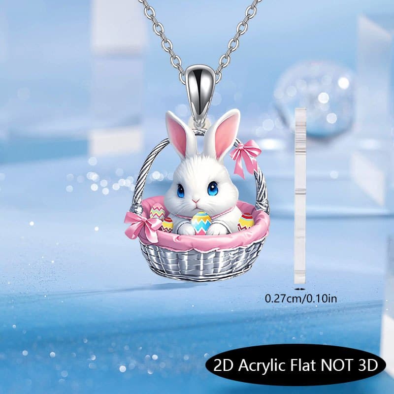 TEMU 2d Flat, 2d Plane Fashion Trend Cute Rabbit Cartoon Necklace Commemorative Versatile Exquisite Christmas Birthday Gift, 2d Flat