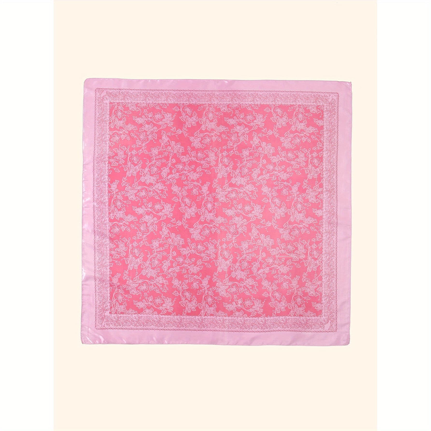 TEMU Trendy 90cm Line Floral Satin Scarf Light Luxury Elegant Professional Neck Scarf Ethnic Headscarf For Women