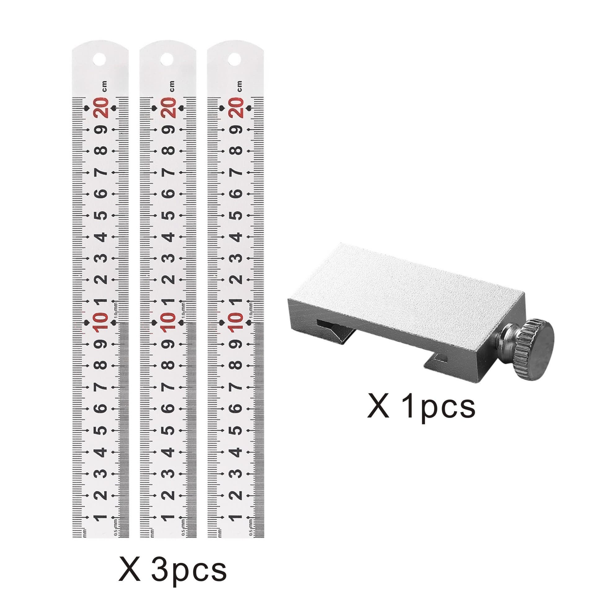 TEMU 4pcs - Precision Ruler And Limiting Set - Multi Functional Tool, Marking Tool For Designers, Engineers, And Woodworkers (1 Limiting 3 Rulers)