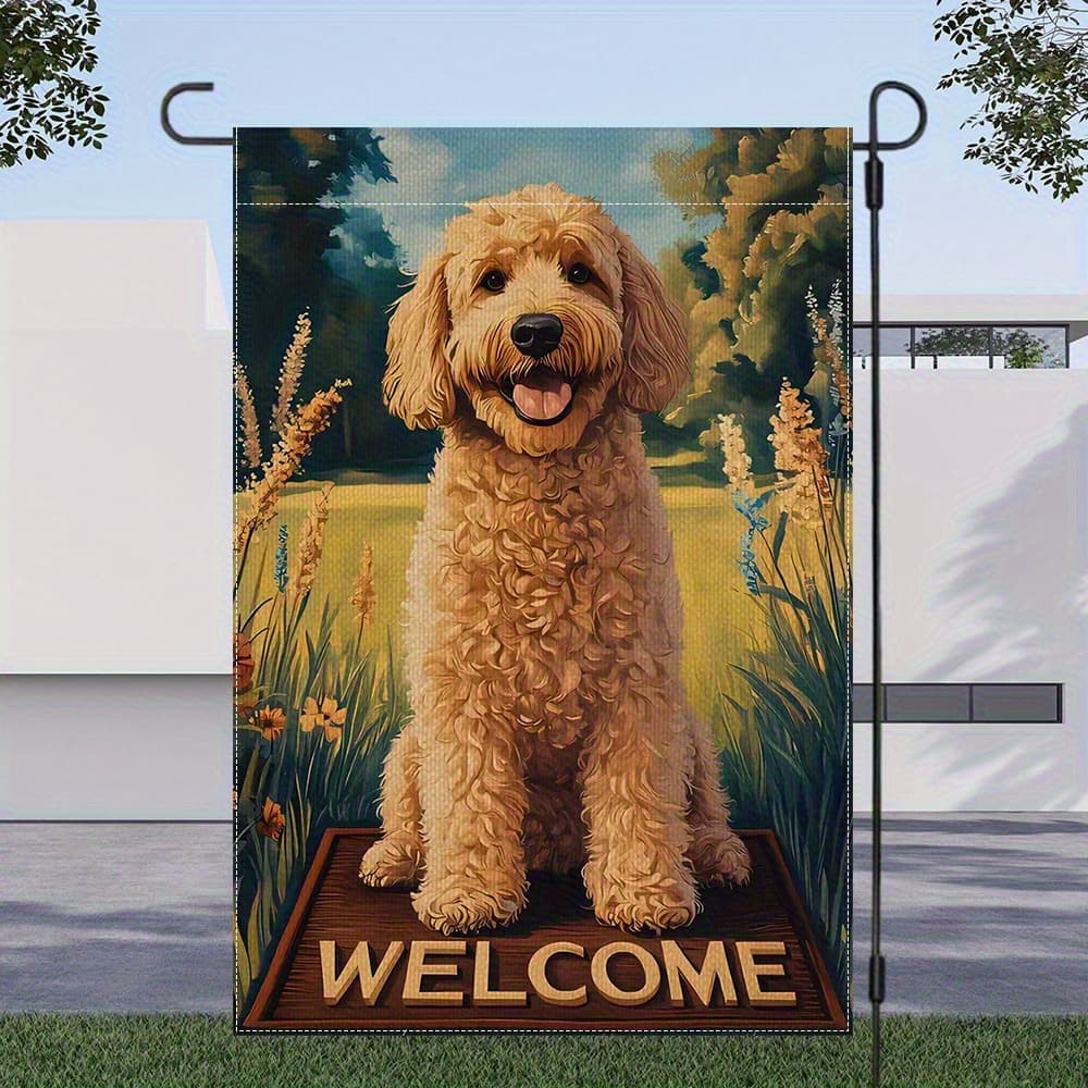 TEMU 1 Golden Retriever Flag- Double-sided Design, Durable Polyester Material, No Flagpole Needed, Vivid Outdoor Yard Decoration, Suitable For Spring And Summer , Dog Decoration