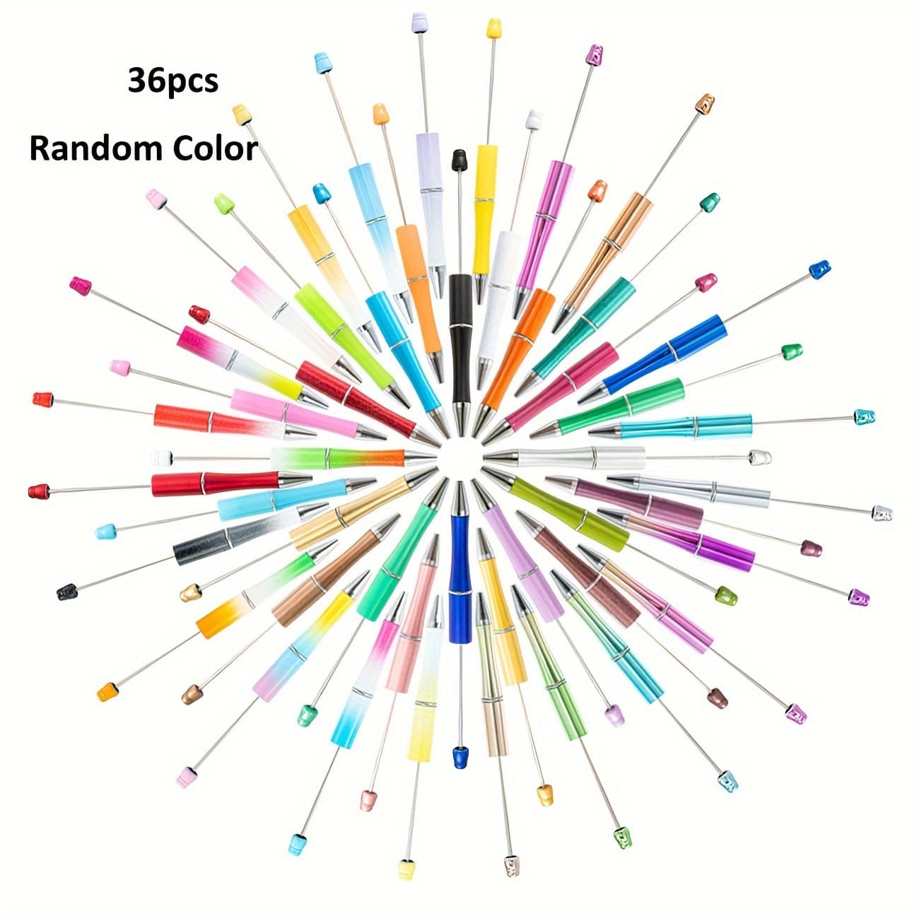 TEMU 36pcs Random Color Diy Beadable Ballpoint Pens- Assorted Colors With Black Ink- Perfect For Office Supplies