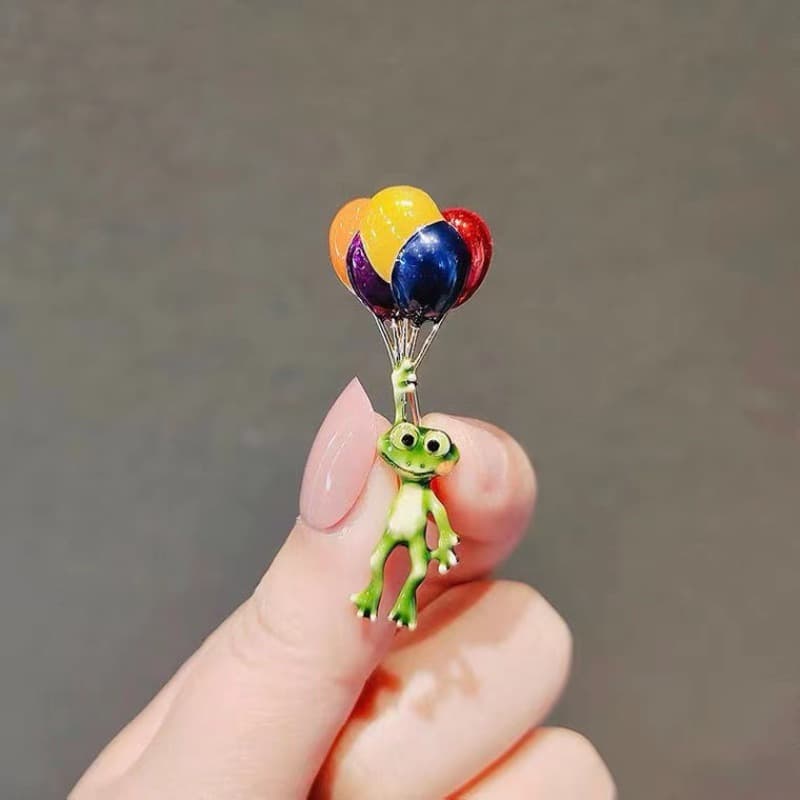 TEMU Trendy Personalized Frog Pin In Of A Cute Hot Air Balloon, Perfect As A Collar Needle Or Cardigan Accessory To Prevent