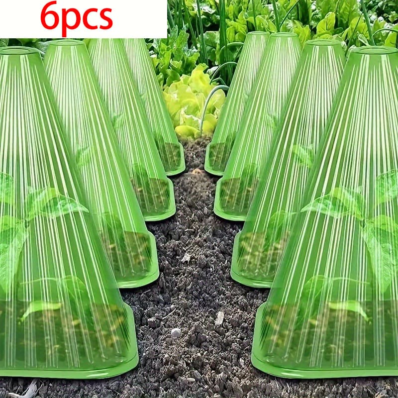 TEMU 6/12/24 Pack Durable Plastic Plant Covers | Transparent Seedling Protectors For Indoor And Outdoor Gardening, Protects From Birds And Frost, Promotes , And Reusable