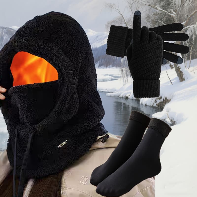 TEMU Winter Ski Set With 3 Components - Cover, Gloves, And Medium-sized Boots - Designed For Severe Cold - Lightweight And For Skiing, Snowboarding, And Outdoor Fun - Includes Hood