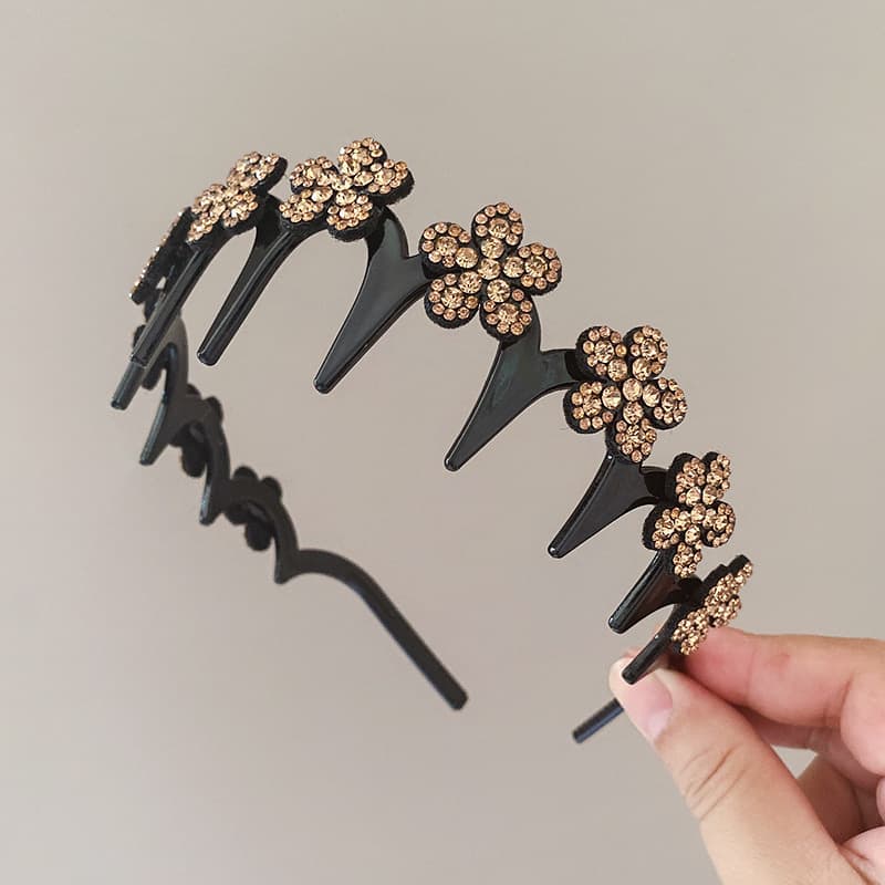 TEMU 1pc New Sparkling Flower Tooth Anti-slip Headband Women's Fashion Flower Hairband For Flyaways Face Washing Headband Suitable For Daily Holiday Wear