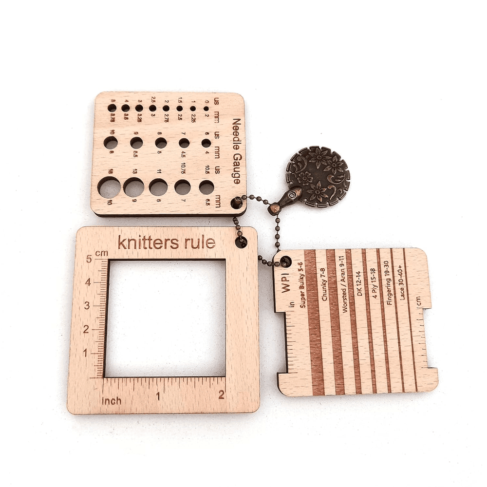 TEMU Set Of 4 Knitting Gauge Rulers, Needle Gauge And Yarn Cutter, Includes 3 Styles Of Square Braiding Tools, Perfect For Sewing And Knitting Projects