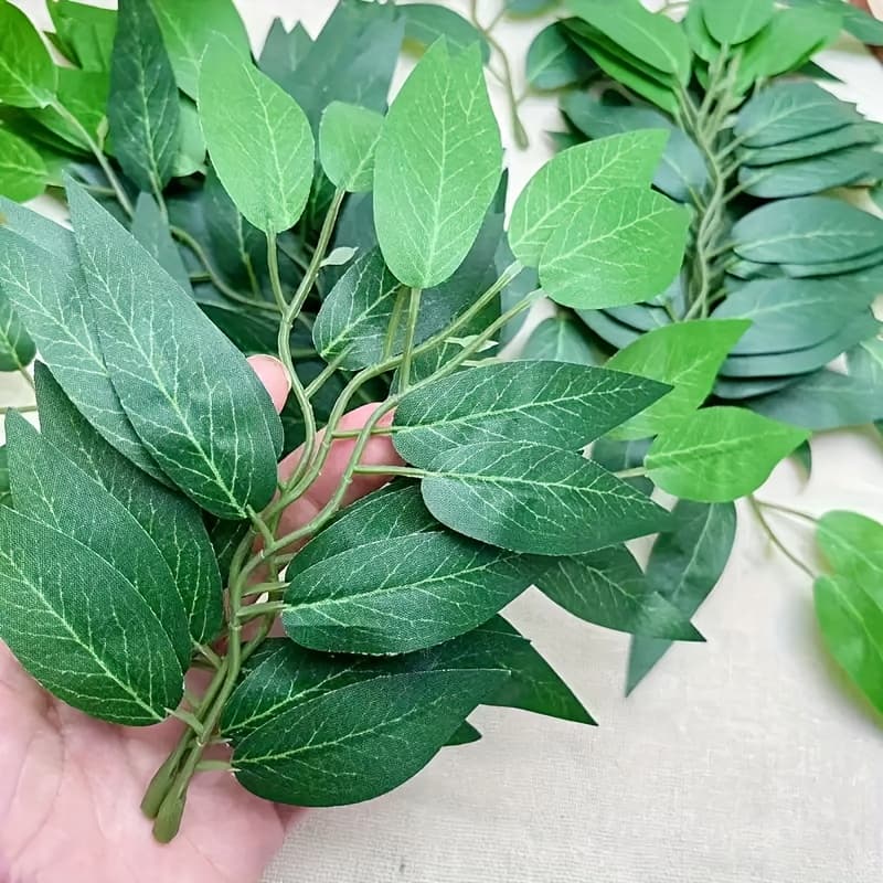 TEMU 200pcs Artificial Greenery, Evergreen Faux Plant Leaves For Diy Crafts, Tabletop, Wedding, Party & Home Decor