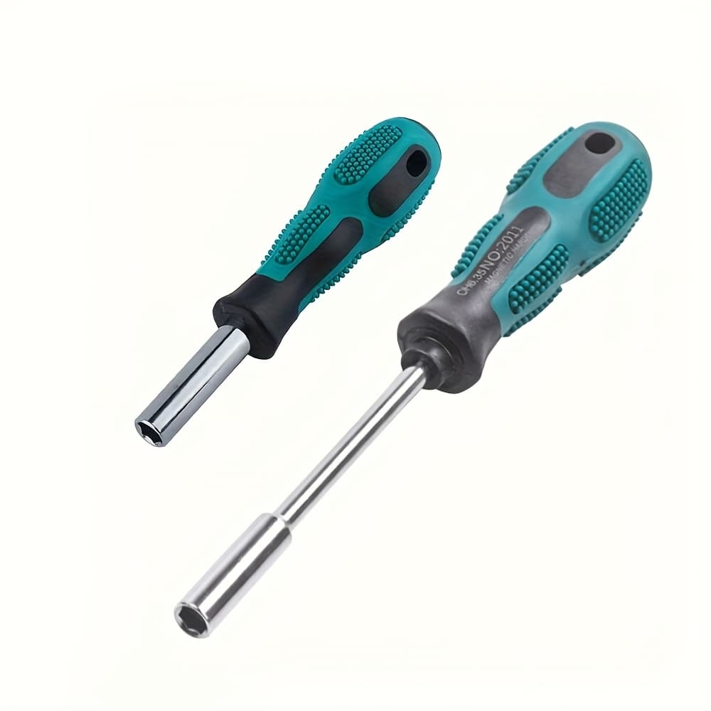 TEMU 2pcs Handle | 1/4-inch Magnetic Screwdriver Bit Holder, 6.35mm Hexagonal Bit Extension With Anti-slip Nut Driver, Iron Material, Sportuli Brand