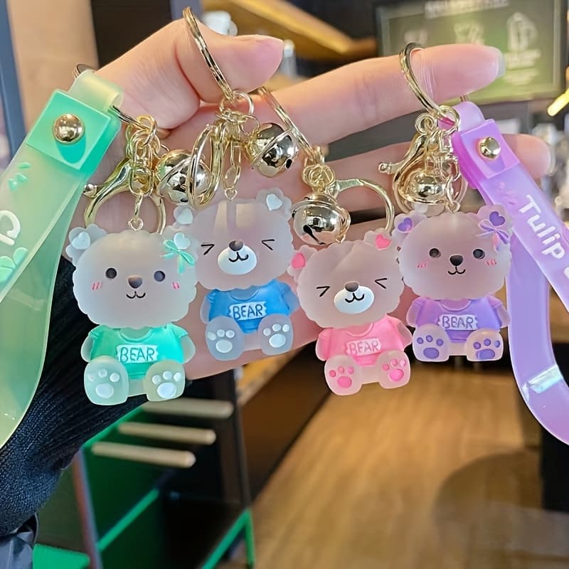 TEMU 4 Adorable Glass Bear Keychains For Bags And
