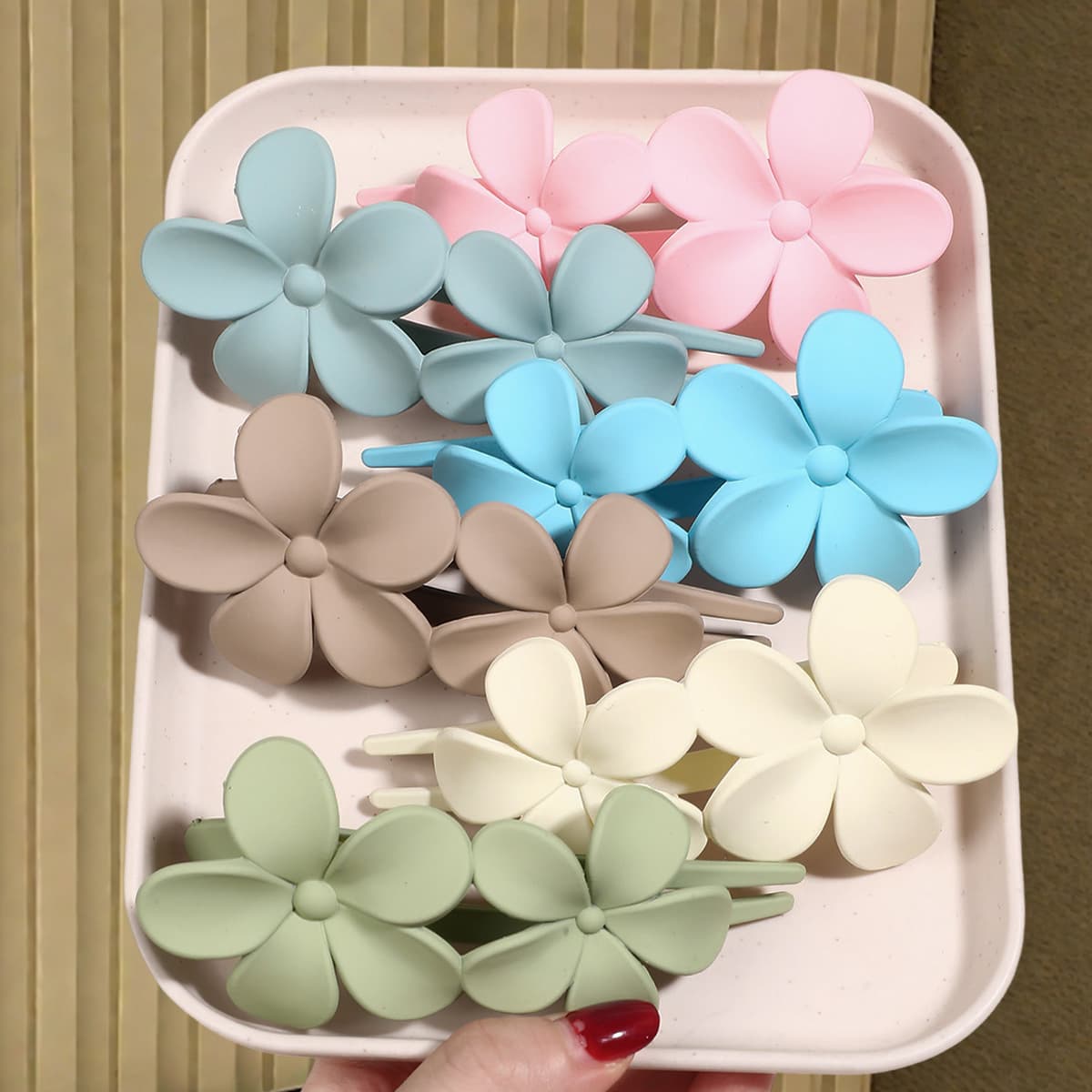 TEMU 2d Flat - 6pcs Color Versatile High Ponytail Bun, Flat Oval Matte Frosted Hollow Clip, Hair Additions Design Sense, Ball Head High Ponytail Bun, Solid Matte Hair Additions