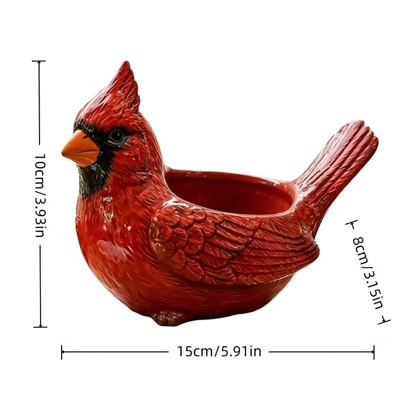 TEMU Red Bird Planter Pot With Drainage Holes - Resin Flower Pot Suitable For Indoor/outdoor Use, Irregular Shape Succulent Planter With Realistic Bird For Home Garden,, Tabletop Decoration, Resin