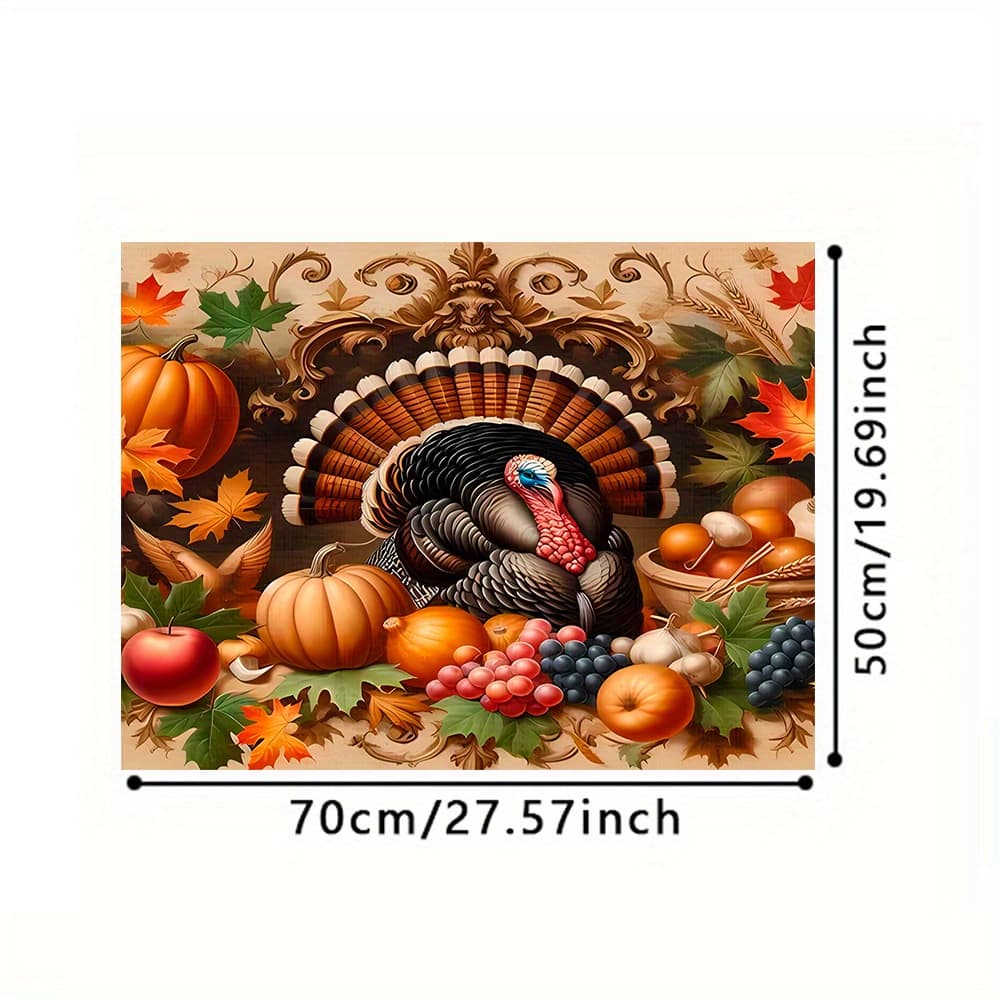 TEMU [stove Top Protector] Thanksgiving Harvest Themed Heat Mat For Kitchen Decor Features Turkey, Pumpkins, And , Perfect For Festive Dining Table Decoration Heatresistant Protector, Stove Decor