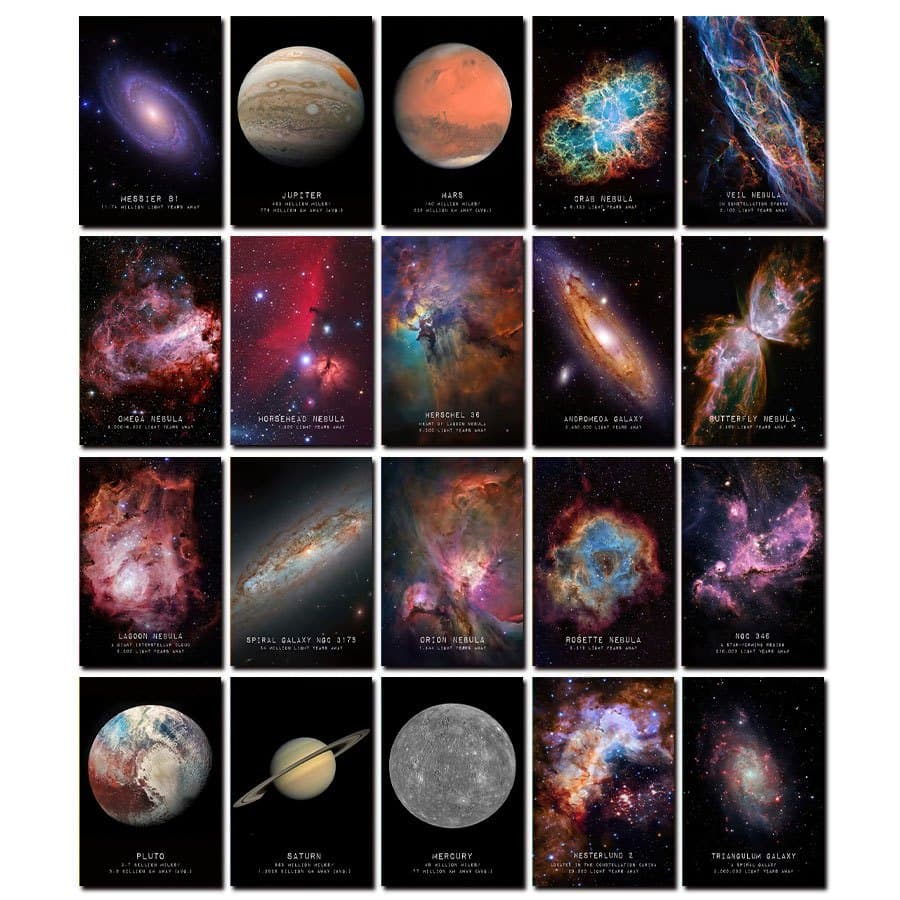 TEMU 20pcs Universe Series Poster Art Wall Decoration Greeting Cards, Postcard And Cardboards, Reusable Suitable For Mailing And Collecting For Living Room, Bedroom, Study Room, Dormitory