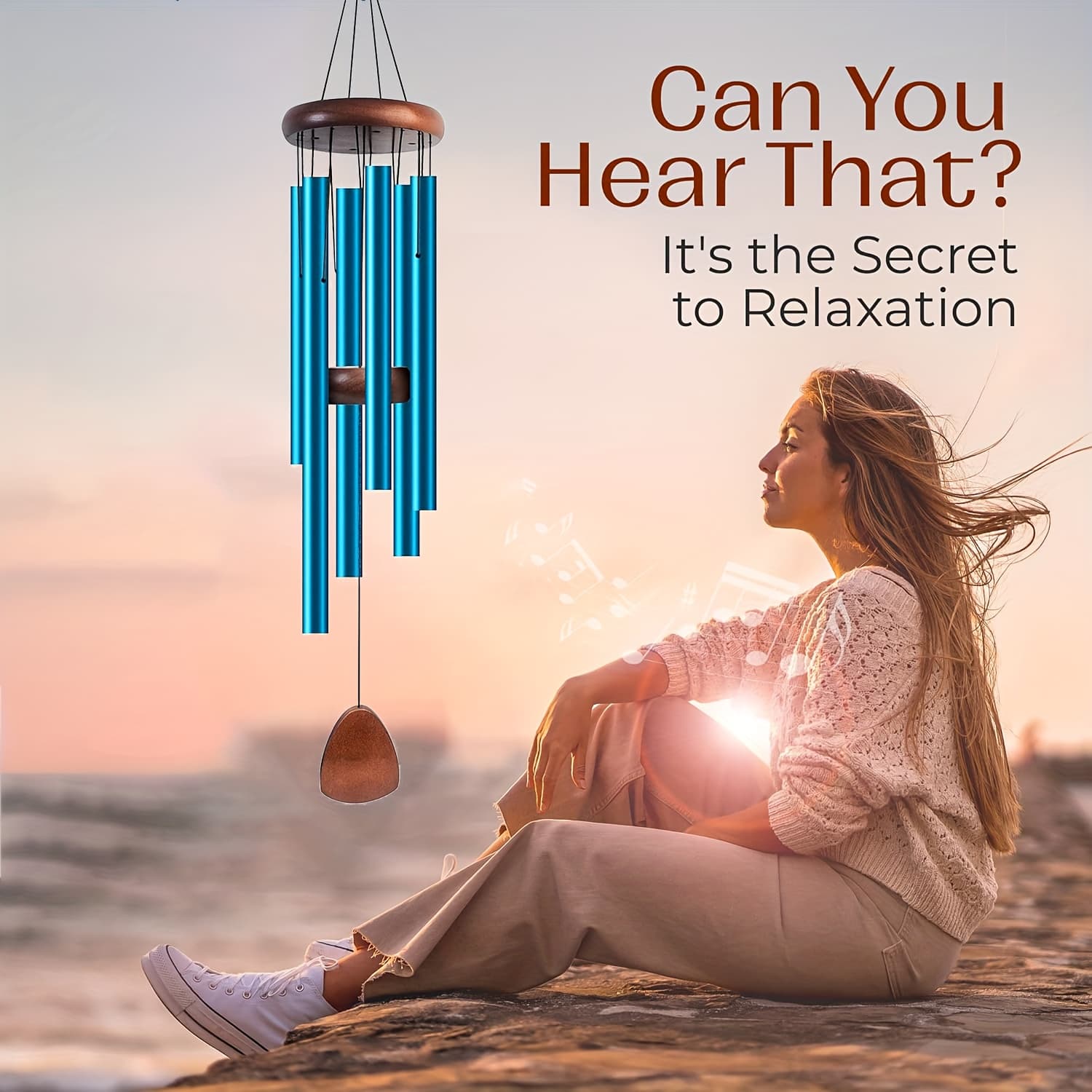 TEMU 38inch Outdoor Wind Chimes, With 5 Cute Stickers Included At Random.-, Wind Chimes And 6 Aluminum Tubes Make A Decoration. Outdoor Wind Chimes Create A Pleasant Atmosphere And Make A Great Mom